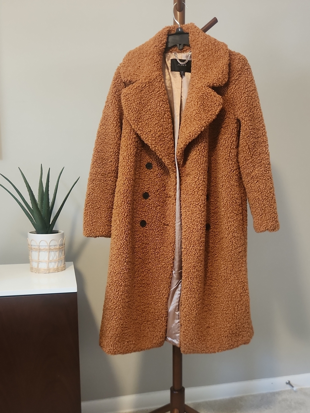 J. Crew Camel Brown Teddy Double-Breasted Coat